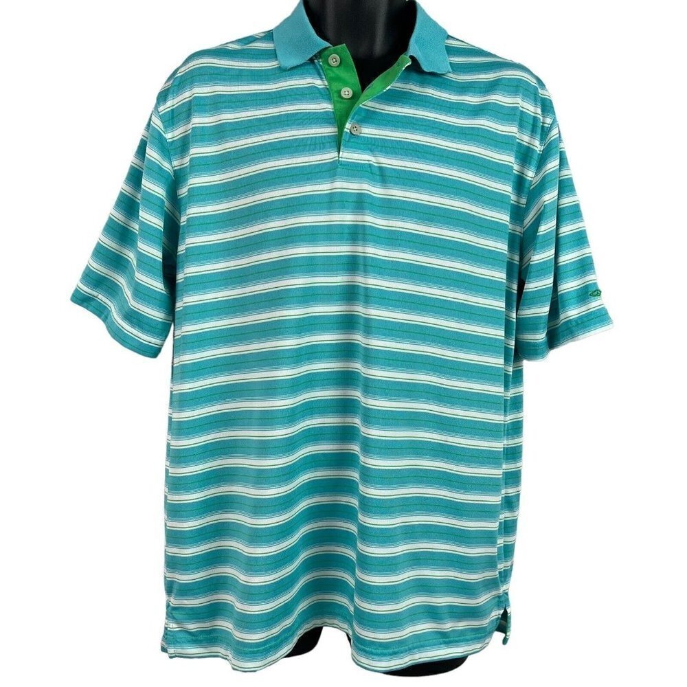 Snake Eyes Mens Polo Golf Shirt Players Blue Stripe Polyester Medium